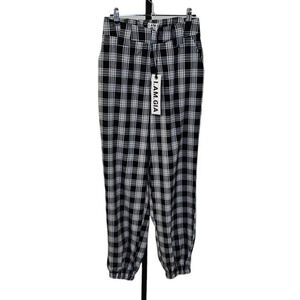 I AM GIA Women's Cobain Pants Size Small  High Rise Plaid Check Jogger NWT